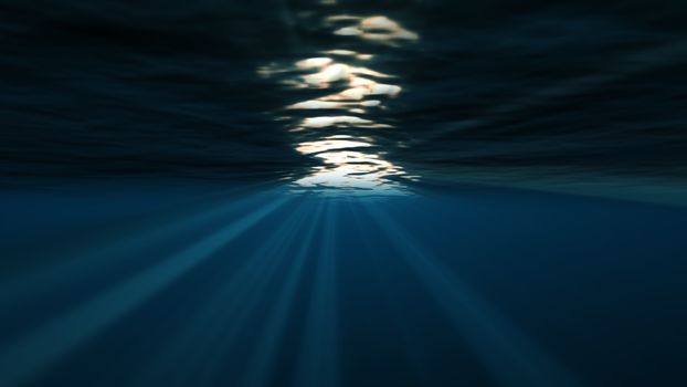 underwater deep scuba sun ray abstract background