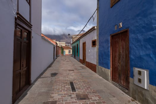 Beautiful colorful streets of old colonial town in Los Llanos de Aridane in La Palma Island, Canary Islands, Spain.