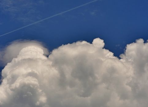 zoom big clouds in blue sky landscape