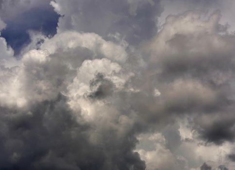 zoom big clouds in blue sky landscape