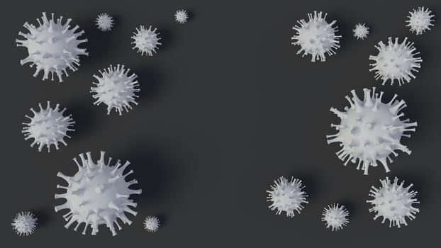 3d rendering of simple covid-19 virus model with blured image  as background.