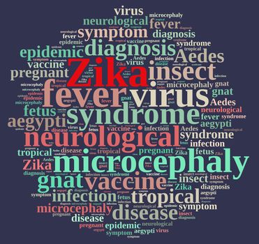 Illustration with word cloud on the Zika virus.