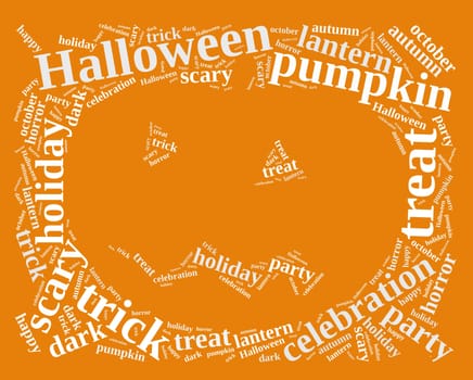 An illustration with word cloud on Halloween.