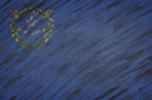 Close-up of national Nevada state flag painted with colored chalk on a blackboard. 3D rendering