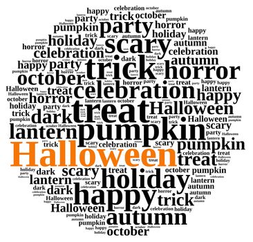 An illustration with word cloud on Halloween.