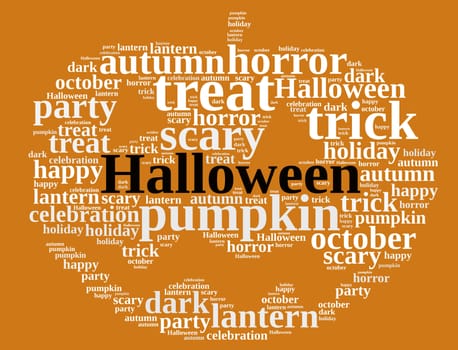 An illustration with word cloud on Halloween.