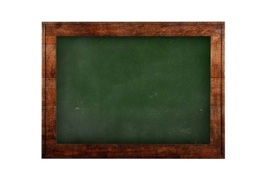 Green board with wooden frame against of white isolated. 3D rendering