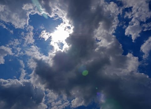 clouds blue sky sun ray, natural landscape