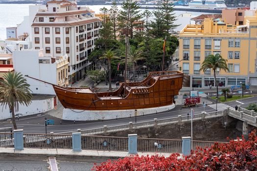 Maritime Museum "Naval" in the reconstructed ship on the Plaza de la Alameda. Santa Cruz - capital city of the island La Palma, Canary Islands, Spain.