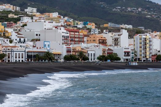 Santa Cruz d la Palma - beautiful capital of La Palma. Canary islands of Spain. Panoramic view of downtown and the beach. 