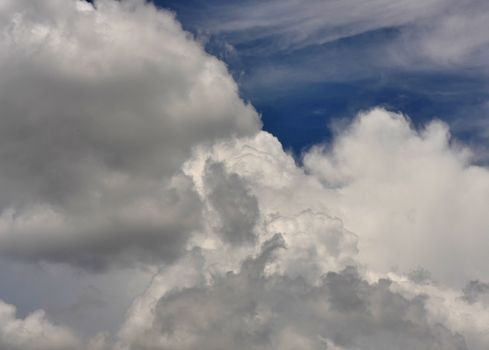 zoom big clouds in blue sky landscape