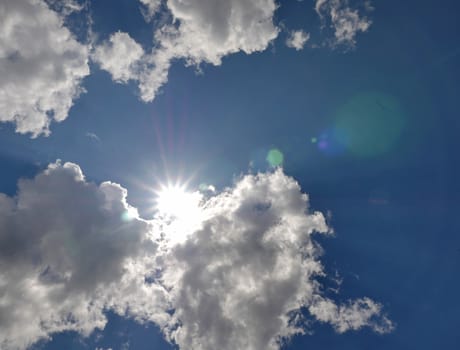 clouds blue sky sun ray, natural landscape