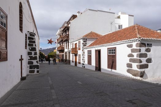 Beautiful colorful streets of old colonial town in Los Llanos de Aridane in La Palma Island, Canary Islands, Spain.