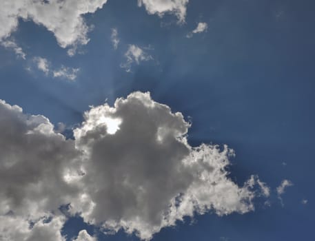 clouds blue sky sun ray, natural landscape