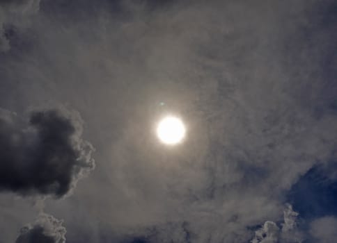 clouds blue sky sun ray, natural landscape