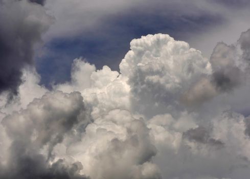 zoom big clouds in blue sky landscape