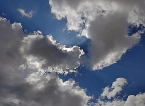 clouds blue sky sun ray, natural landscape