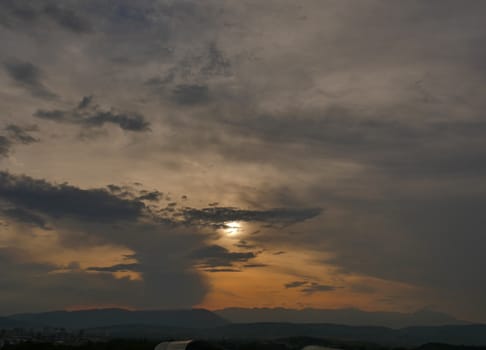 beautiful golden sunset light at sky landscape