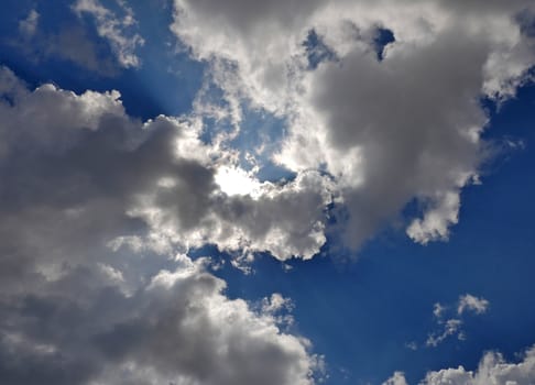 clouds blue sky sun ray, natural landscape