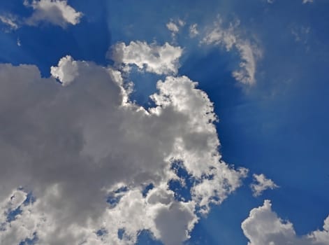 clouds blue sky sun ray, natural landscape