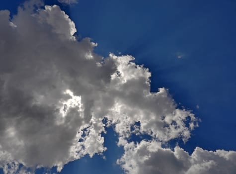 clouds blue sky sun ray, natural landscape