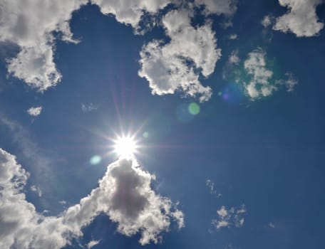 clouds blue sky sun ray, natural landscape