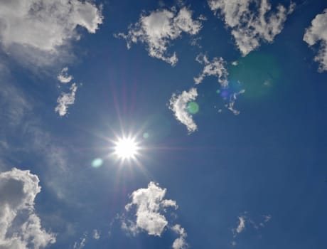 clouds blue sky sun ray, natural landscape