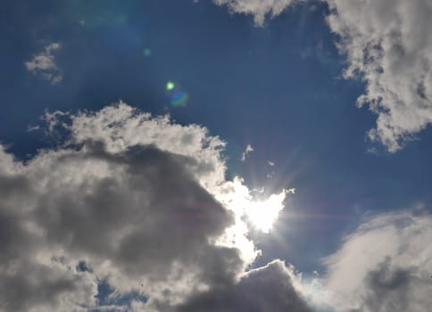 clouds blue sky sun ray, natural landscape