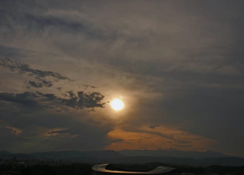 beautiful golden sunset light at sky landscape