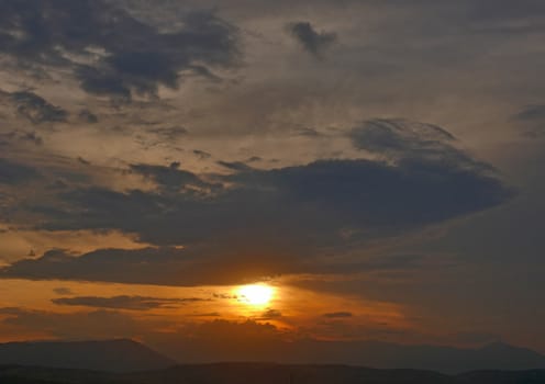 beautiful golden sunset light at sky landscape