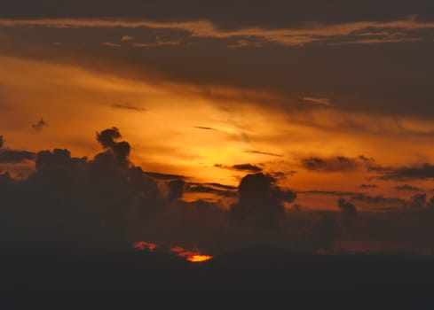 beautiful golden sunset light at sky landscape