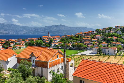 Postira on Brac island skyline view, Dalmatia, Croatia. Postira on Brac island skyline view, Dalmatia, Croatia. Gorgeous view on village Postira on Brac island, Croatia.