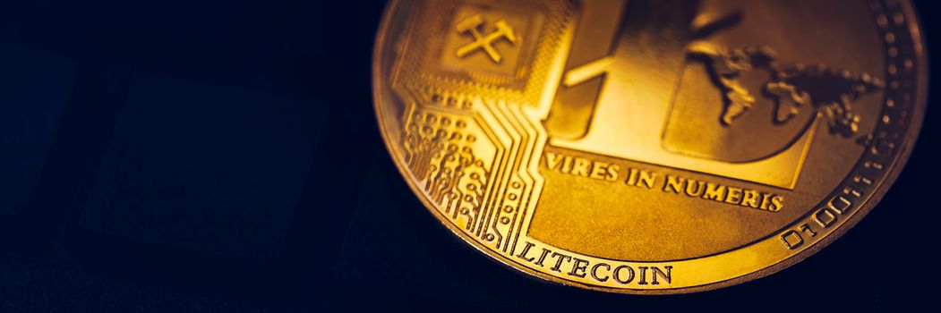 Litecoin cryptocurrency (crypto currency). Silver Litecoin coin with gold Litecoin symbol. Litecoin (ltc) cryptocurrency.