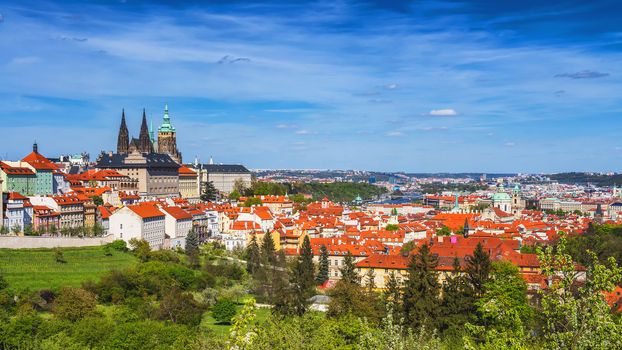 Prague Castle and Saint Vitus Cathedral, Czech Republic. Panoramic view