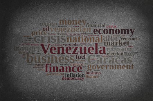 A blackboard with word cloud on Venezuela.