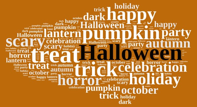 An illustration with word cloud on Halloween.