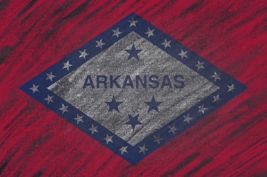 Arkansas flag painted with chalk on a blackboard.