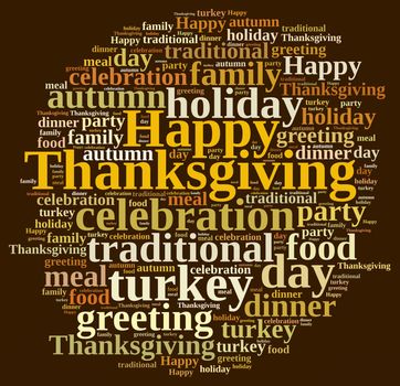 Illustration with word cloud on Thanksgiving.