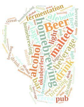 Illustration with word cloud on homebrewing beer