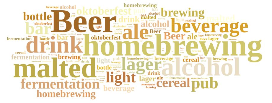 Illustration with word cloud on homebrewing beer