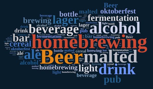 Illustration with word cloud on homebrewing beer