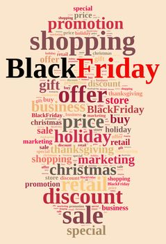 Illustration with word cloud about Black Friday.