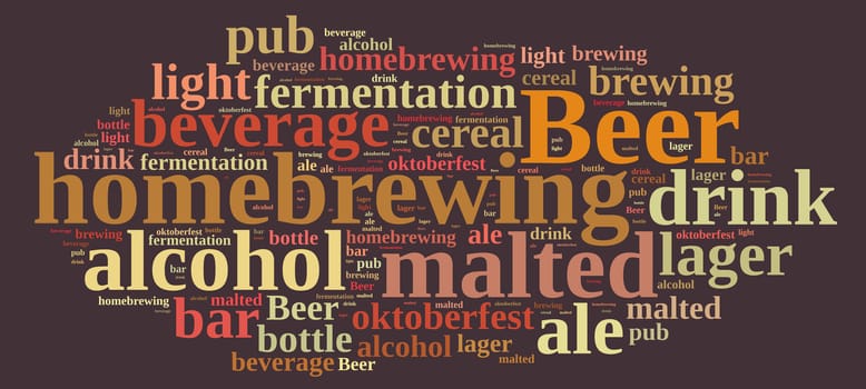 Illustration with word cloud on homebrewing beer