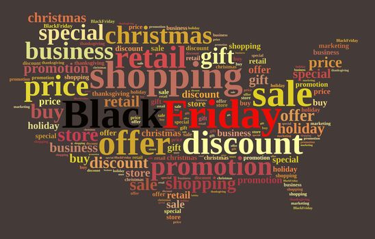 Illustration with word cloud about Black Friday.