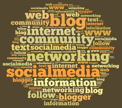 Illustration with word cloud on social media