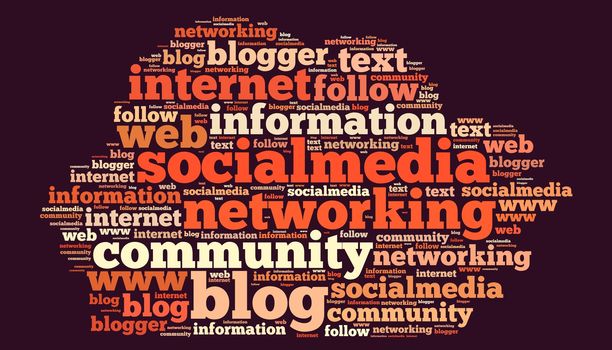 Illustration with word cloud on social media