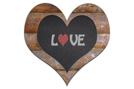 Heart made of wood and slate for Valentine day.