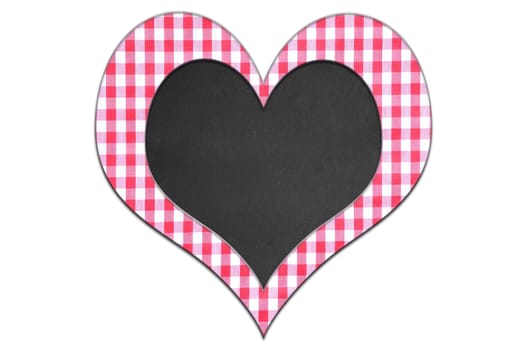 Heart board made in checkered cloth and blackboard.