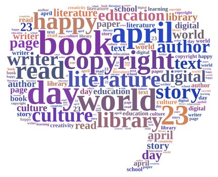 Illustration word cloud on world book day