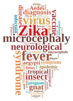 Illustration with word cloud on the Zika virus.